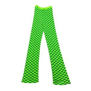 Women’s Lisa Says Gah Lime Green Geometric Leggings Viscose 2010s